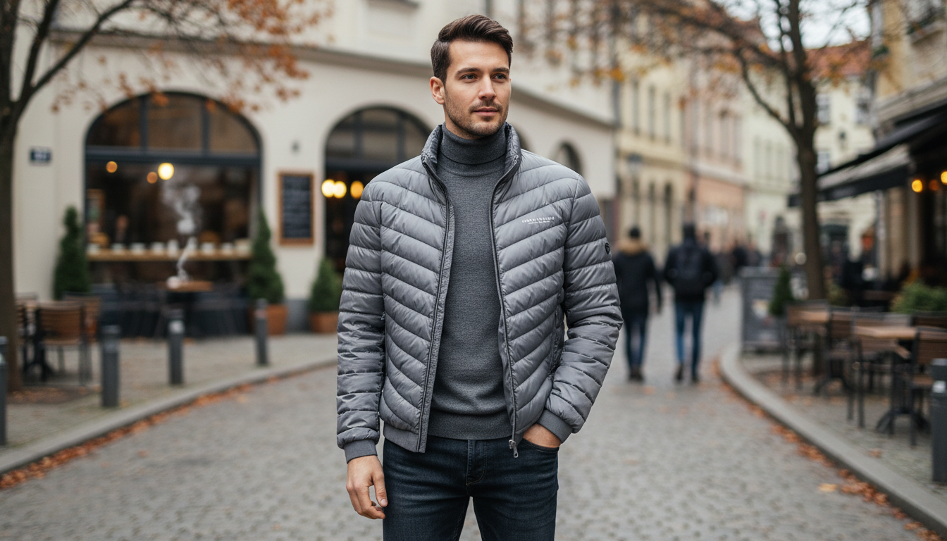 Armani Exchange Grey Turtleneck Jacket: Men’s Layering