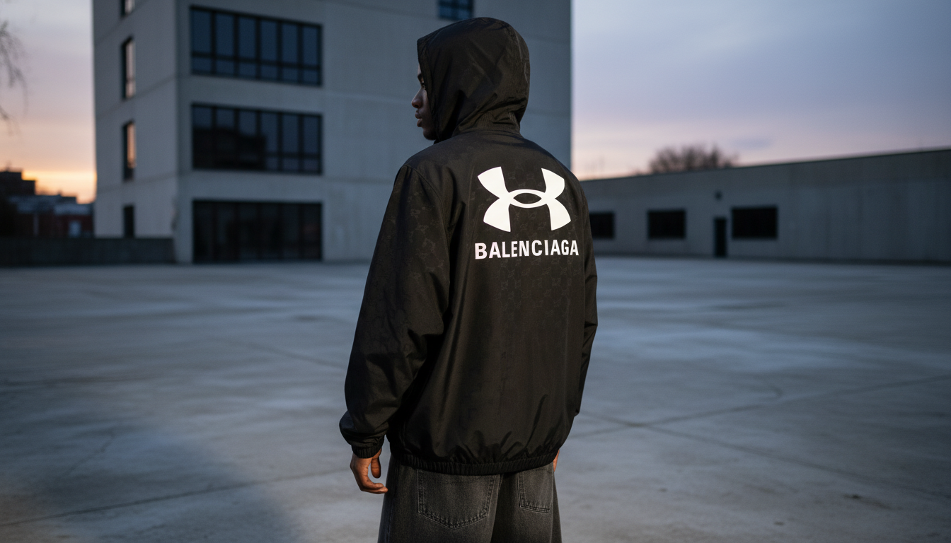 Balenciaga Oversized Monochrome Hooded Jacket: Monogram