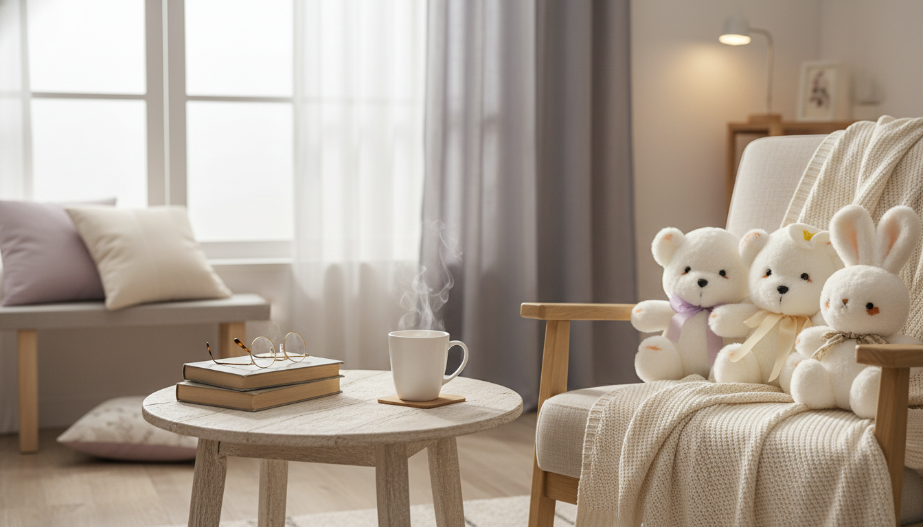 Smoky Kawaii Rabbit-Bear Plush for Cozy Calm Decor