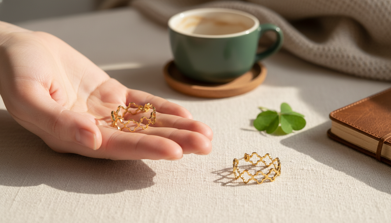 C-Shaped Clover Earrings: Stainless Steel Luck Charm