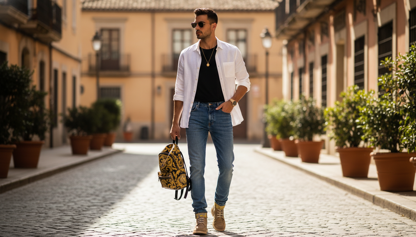 Versace Barocco High-Waisted Turn-Up Jeans Style Guide