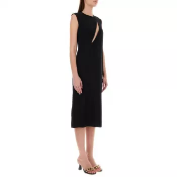 Versace Viscose Dress: Side Detailing & Shoulder Zipper