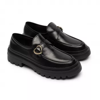 Love Moschino Black Leather-Lined Moccasins for Cold Days